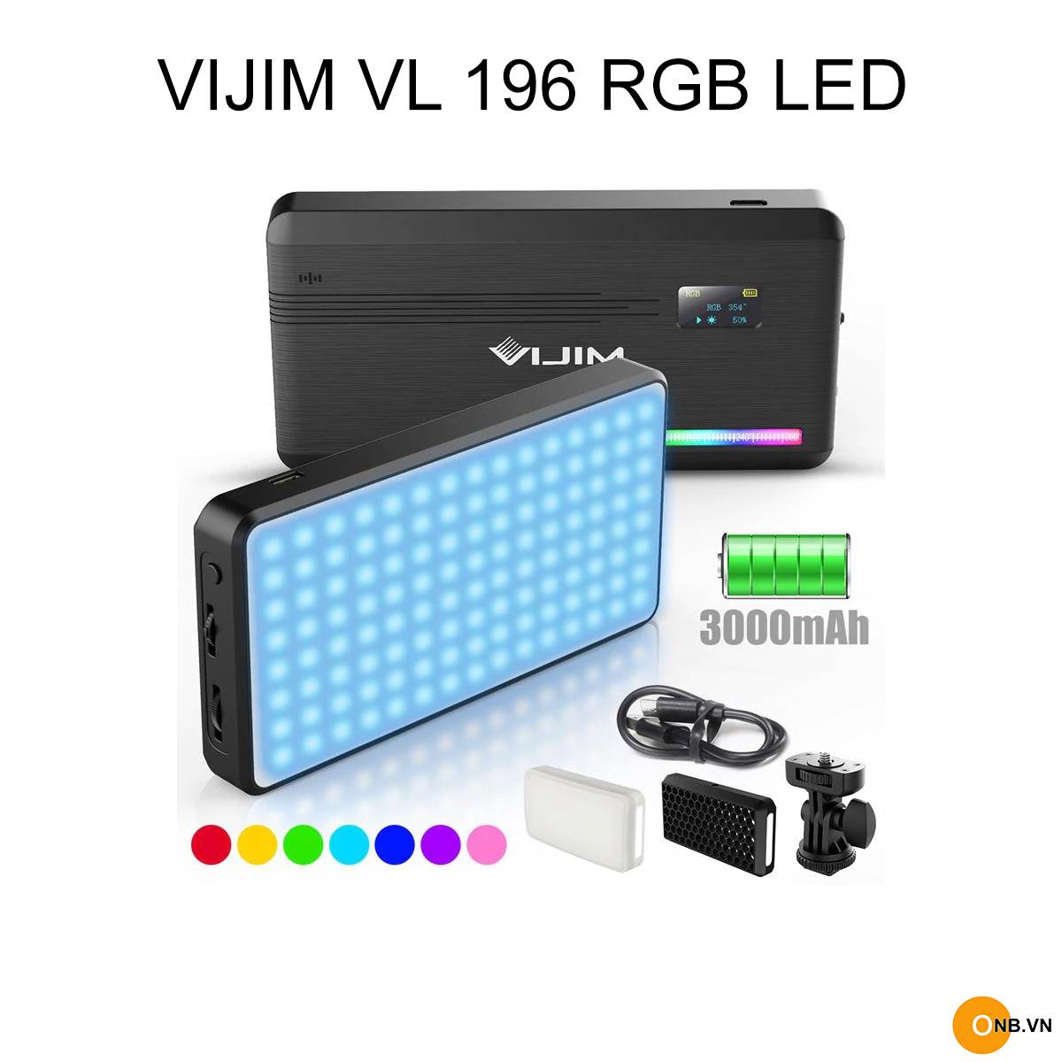 Đèn Led Mini VIJIM VL196 RGB chỉnh độ K 2500K 9000K kèm phụ kiện 
