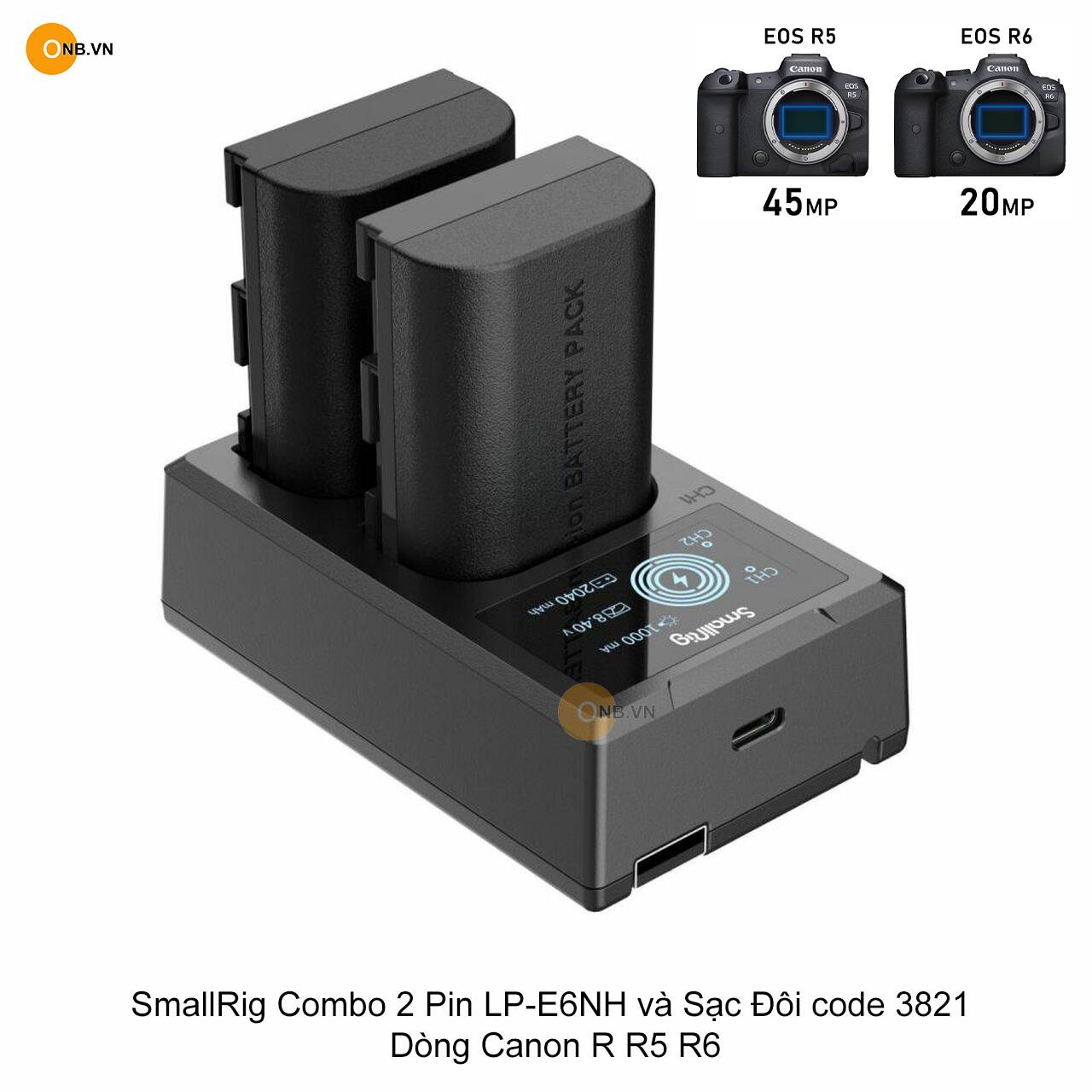 SmallRig Combo 2 Pin LP-E6NH và Sạc Đôi code 3821 Dòng Canon R R5 R6