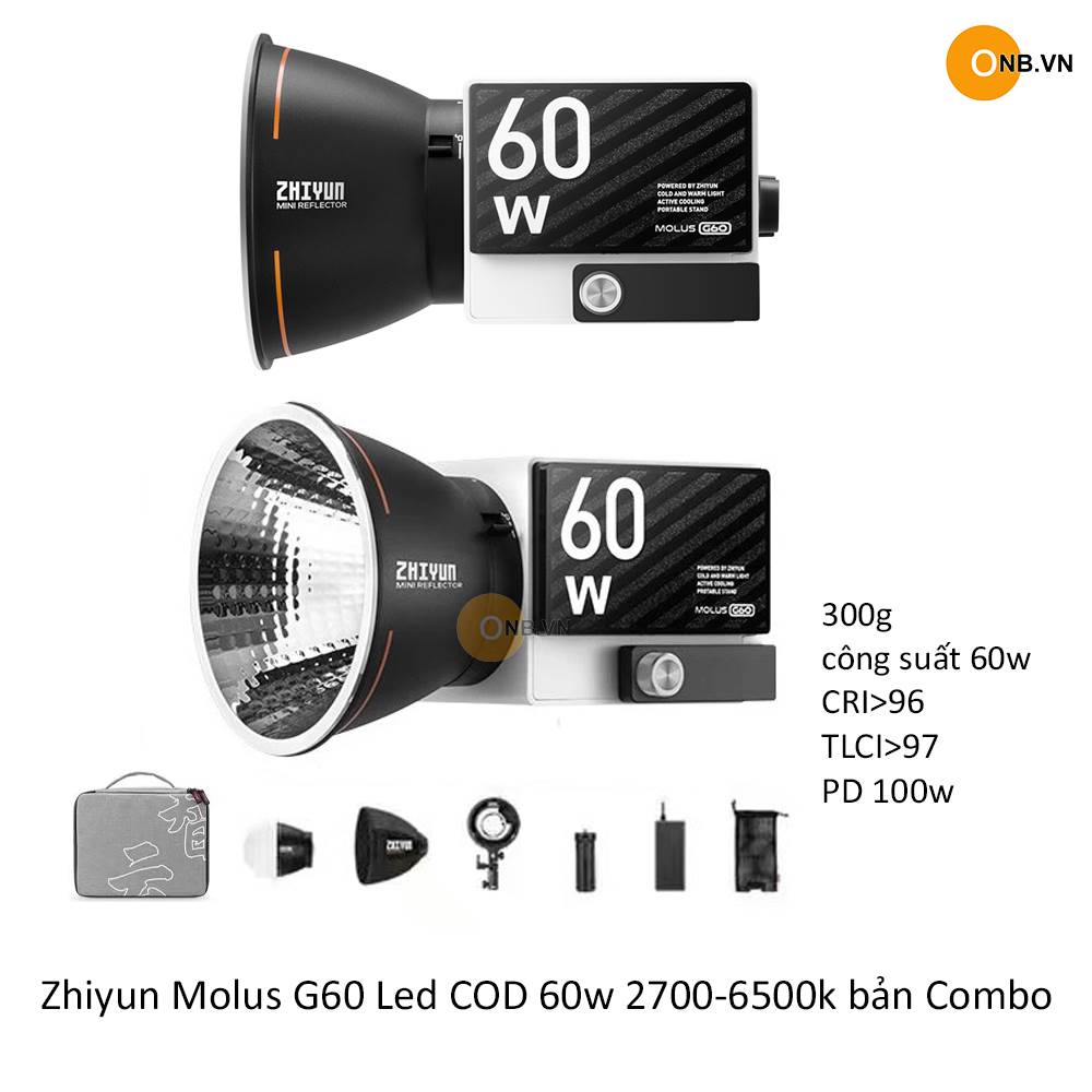 Zhiyun Molus G60 Led COD công suất 60w 2700-6500k bản Combo
