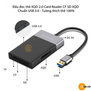 Đầu đọc thẻ nhớ XQD 2.0 CF SD chuẩn USB 3.0 tốc độ nhanh