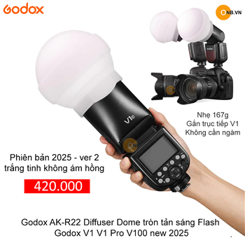 Godox AK-R22 Diffuser Dome tròn tản sáng Flash Godox V1 V1 Pro mẫu 2025