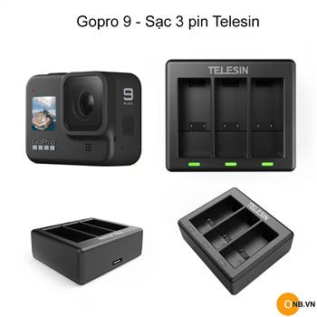 Gopro 9 - Telesin sạc 3 pin mini cổng Type C