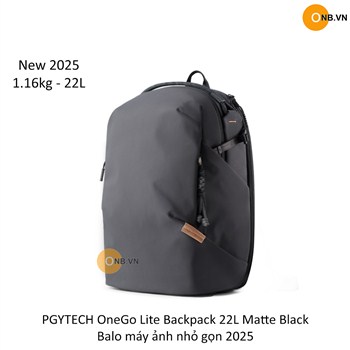 PGYTECH OneGo Lite Backpack 22L Matte Black Balo máy ảnh nhỏ gọn 2025.jpg