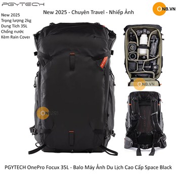 PGYTECH OnePro Focux 35L - Balo Máy Ảnh Du Lịch Cao Cấp Space Black