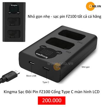 Sạc pin đôi Kingma cho pin FZ100 của SONY A7III A7RIII A9
