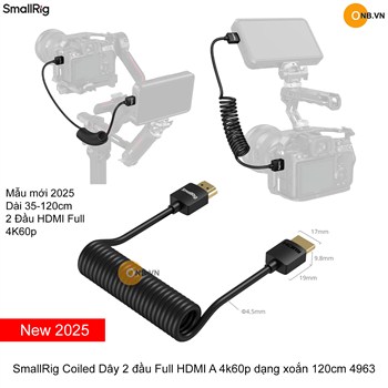 SmallRig Coiled Dây 2 đầu Full HDMI A 4k60p dạng xoắn 120cm 4963