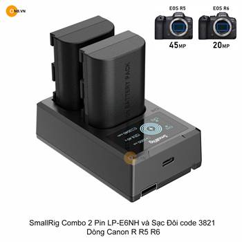 SmallRig Combo 2 Pin LP-E6NH và Sạc Đôi code 3821 Dòng Canon R R5 R6