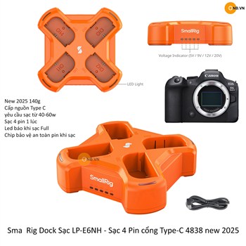 SmallRig Dock Sạc 4 Pin LP-E6NH cổng Type-C 4838 new 2025