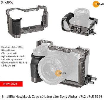 SmallRig HawkLock Cage có báng cầm Silicone Sony Alpha a7c2 a7cR 5198
