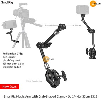 SmallRig Magic Arm with Crab-Shaped Clamp - ốc 1/4 dài 33cm 5312