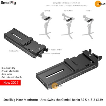 SmallRig Plate with Manfrotto và Arca Swiss cho Gimbal Ronin RS-5-4-3-2 6439