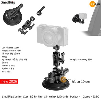 SmallRig Suction Cup - Bộ hít kính gắn xe hơi Máy ảnh - Pocket 4 - Gopro 4236C