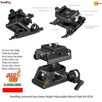 SmallRig Base Plate Arca-Swiss Height-Adjustable Tháo mở nhanh 4233