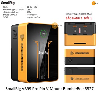 SmallRig VB99 Pro Pin V-Mount 99wh Type-C 100w BumbleBee 5527