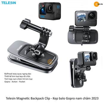 Telesin Magnetic Backpack Clip - Kẹp balo Gopro nam châm 2023