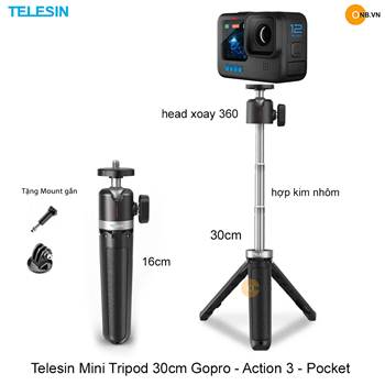 Telesin Mini Tripod 30cm Gopro - Pocket - Action 