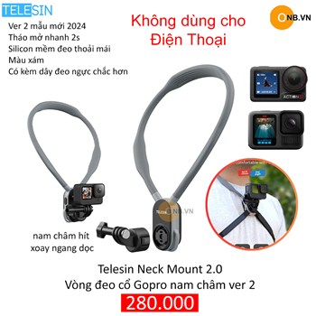 Telesin Neck Mount 2.0 - Vòng đeo cổ Gopro hít nam châm 2026
