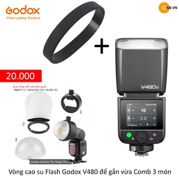 Vong cao su Flash Godox V480 để gắn được Combo 3 món tản sáng
