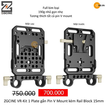 ZGCINE VR-Kit 1 Plate gắn Pin V Mount chuẩn đũa 15mm