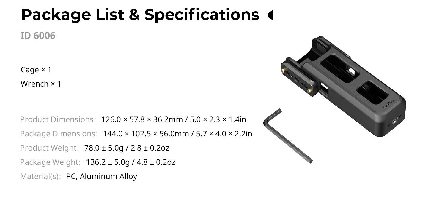 SmallRig Cage Khung bảo vệ DJI Osmo Pocket 4P-4-3  6006