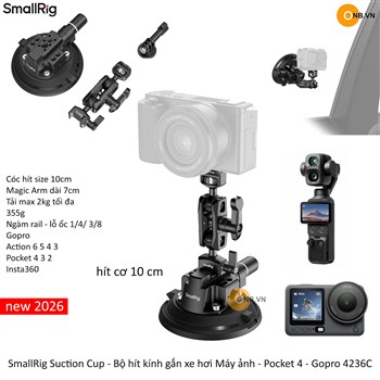 SmallRig Suction Cup - Bộ hít kính gắn xe hơi Máy ảnh - Pocket 4 - Gopro 4236C